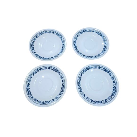 4 Corelle by Corning Old Town Blue Coffee Cups Saucers Plates Floral USA - Picture 1 of 7